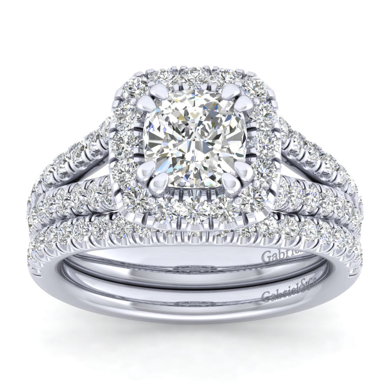 James - 14K White Gold Cushion Halo Diamond Engagement Ring - 0.78 ct - Shot 4
