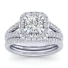 James - 14K White Gold Cushion Halo Diamond Engagement Ring - 0.78 ct