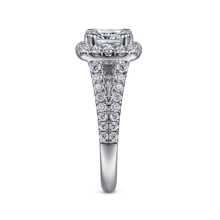 James - 14K White Gold Cushion Halo Diamond Engagement Ring - 0.78 ct - Shot 5