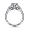 Annadale - Unique 14K White Gold Vintage Inspired Cushion Halo Diamond Engagement Ring - 0.35 ct