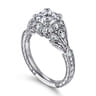 Annadale - Unique 14K White Gold Vintage Inspired Cushion Halo Diamond Engagement Ring - 0.35 ct