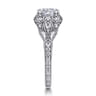 Annadale - Unique 14K White Gold Vintage Inspired Cushion Halo Diamond Engagement Ring - 0.35 ct