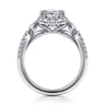 Veronique - Unique 14K White Gold Vintage Inspired Cushion Halo Diamond Engagement Ring - 0.35 ct
