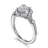 Veronique - Unique 14K White Gold Vintage Inspired Cushion Halo Diamond Engagement Ring - 0.35 ct