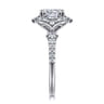 Veronique - Unique 14K White Gold Vintage Inspired Cushion Halo Diamond Engagement Ring - 0.35 ct