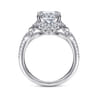 Veronique - Unique 14K White Gold Vintage Inspired Cushion Halo Diamond Engagement Ring - 0.37 ct
