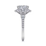 Veronique - Unique 14K White Gold Vintage Inspired Cushion Halo Diamond Engagement Ring - 0.37 ct