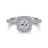 Idina - 14K White Gold Cushion Halo Diamond Engagement Ring - 0.32 ct