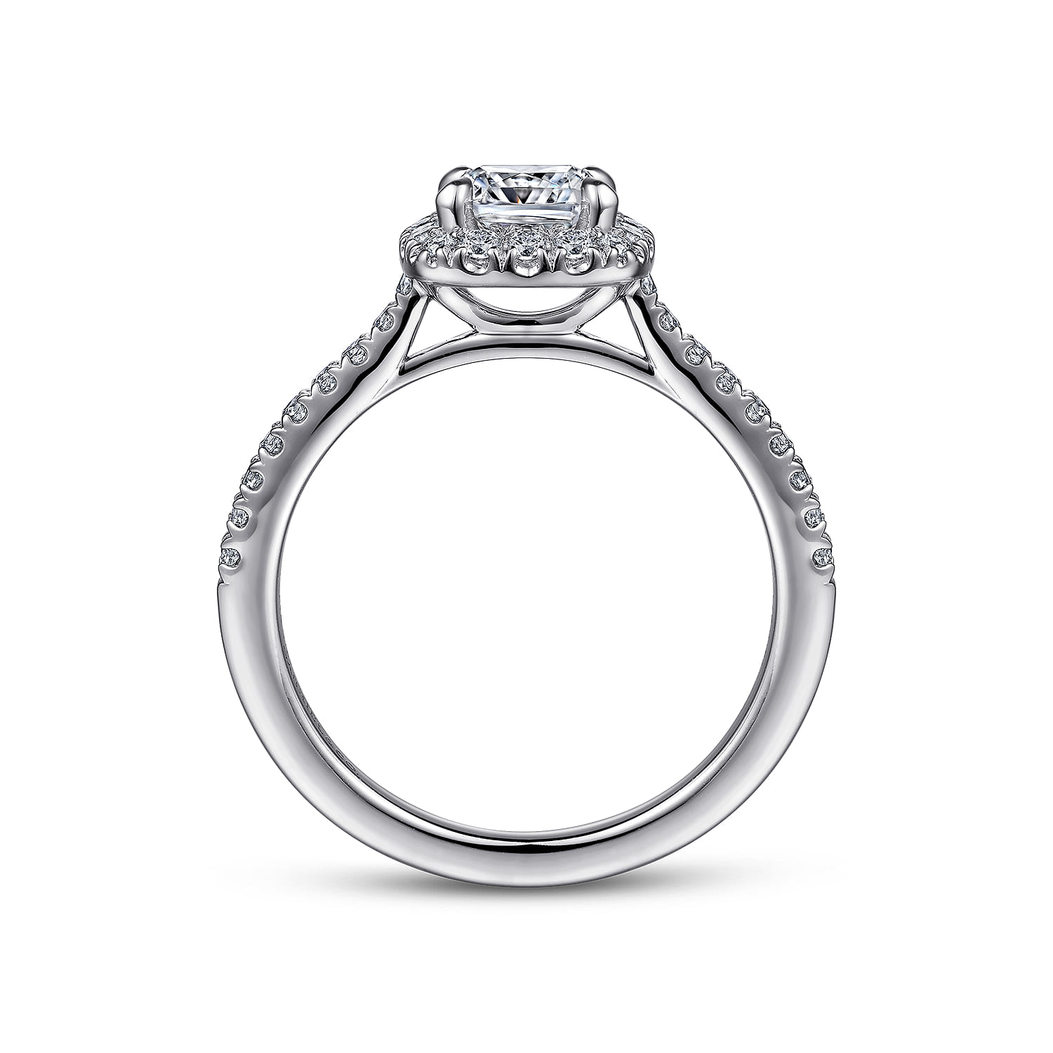 Idina - 14K White Gold Cushion Halo Diamond Engagement Ring - 0.32 ct - Shot 2