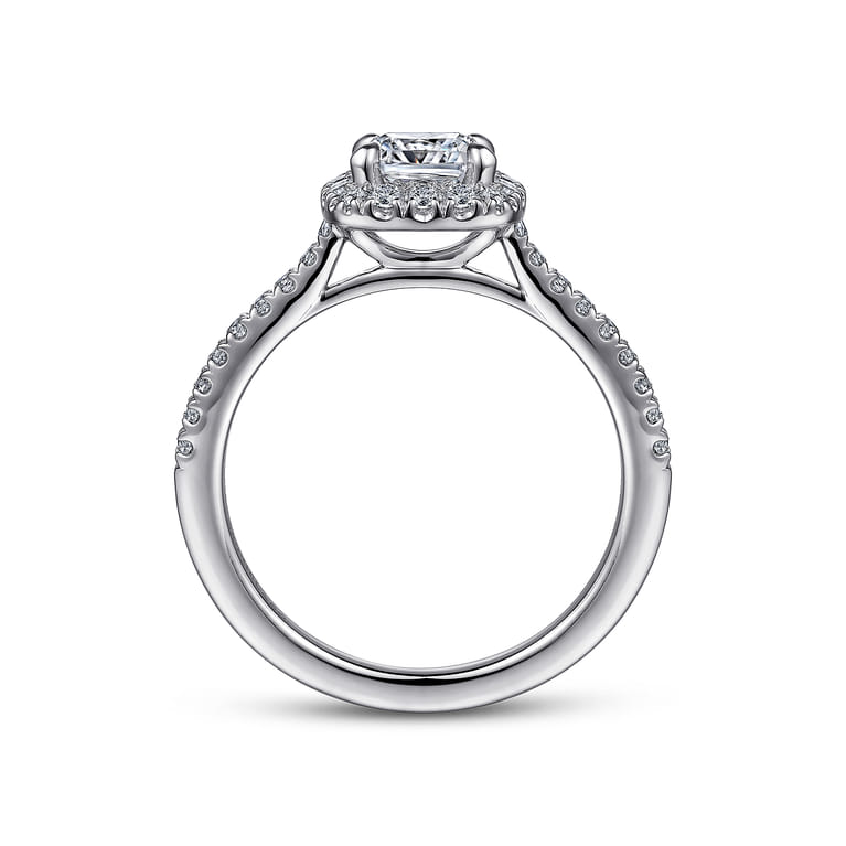 Idina - 14K White Gold Cushion Halo Diamond Engagement Ring - 0.32 ct - Shot 2