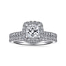 Idina - 14K White Gold Cushion Halo Diamond Engagement Ring - 0.32 ct