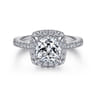 Idina - 14K White Gold Cushion Halo Diamond Engagement Ring - 0.41 ct