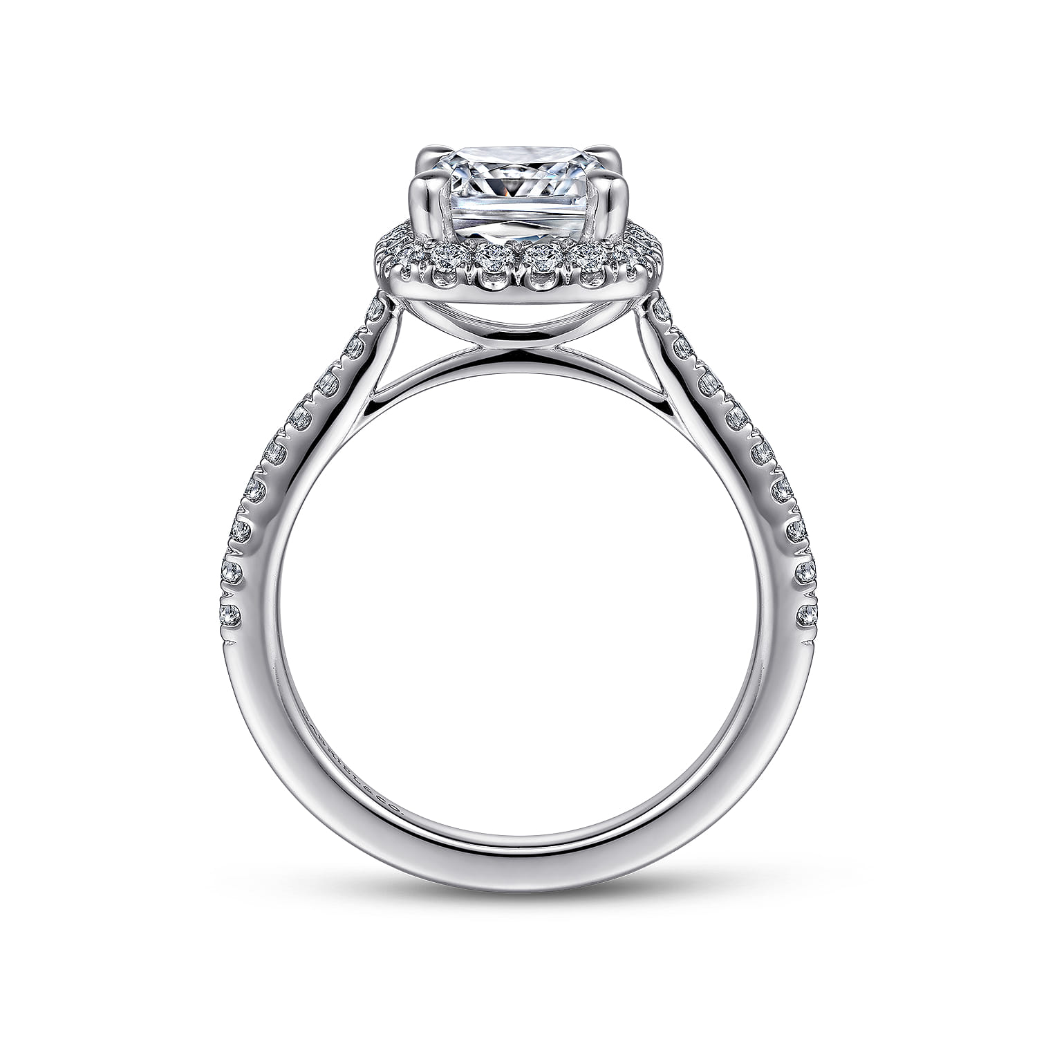 Idina - 14K White Gold Cushion Halo Diamond Engagement Ring - 0.41 ct - Shot 2