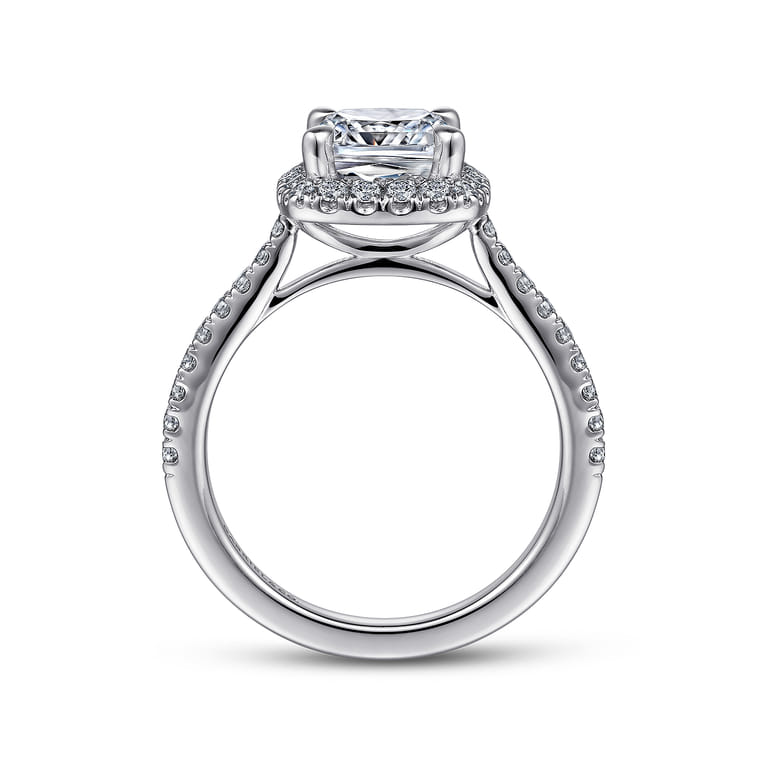 Idina - 14K White Gold Cushion Halo Diamond Engagement Ring - 0.41 ct - Shot 2