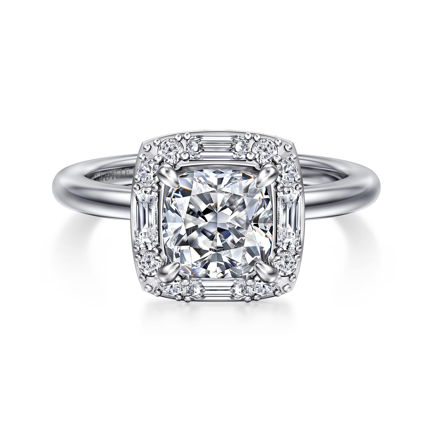 Cammie - 14K White Gold Halo Cushion Diamond Engagement Ring - 0.4 ct - Shot 1