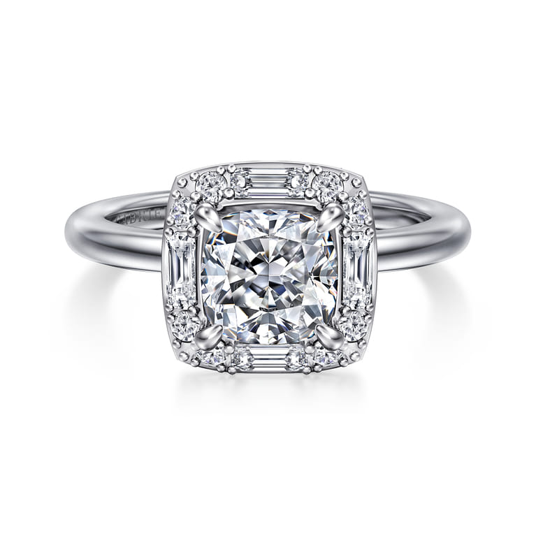 Cammie - 14K White Gold Halo Cushion Diamond Engagement Ring - 0.4 ct - Shot 1