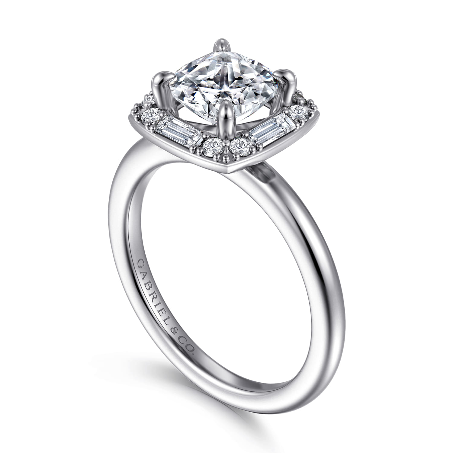 Cammie - 14K White Gold Halo Cushion Diamond Engagement Ring - 0.4 ct - Shot 3
