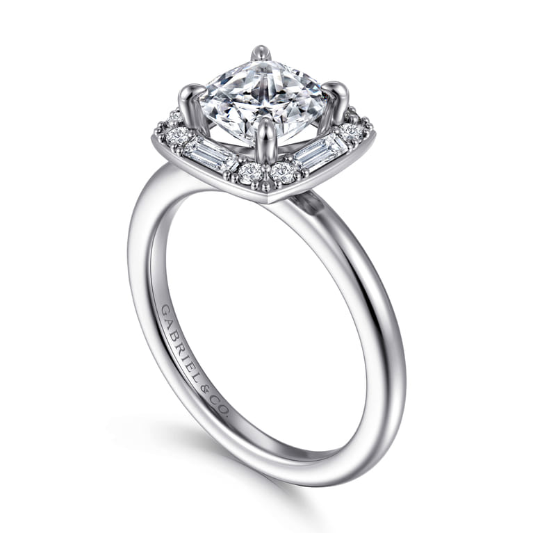 Cammie - 14K White Gold Halo Cushion Diamond Engagement Ring - 0.4 ct - Shot 3