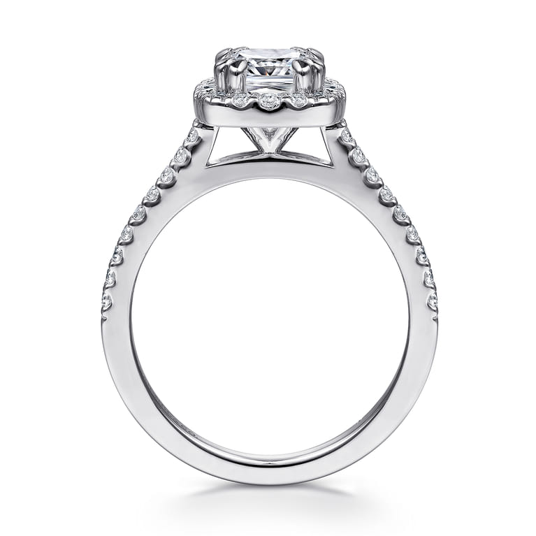 Carly - 14K White Gold Cushion Halo Diamond Engagement Ring - 0.32 ct - Shot 2