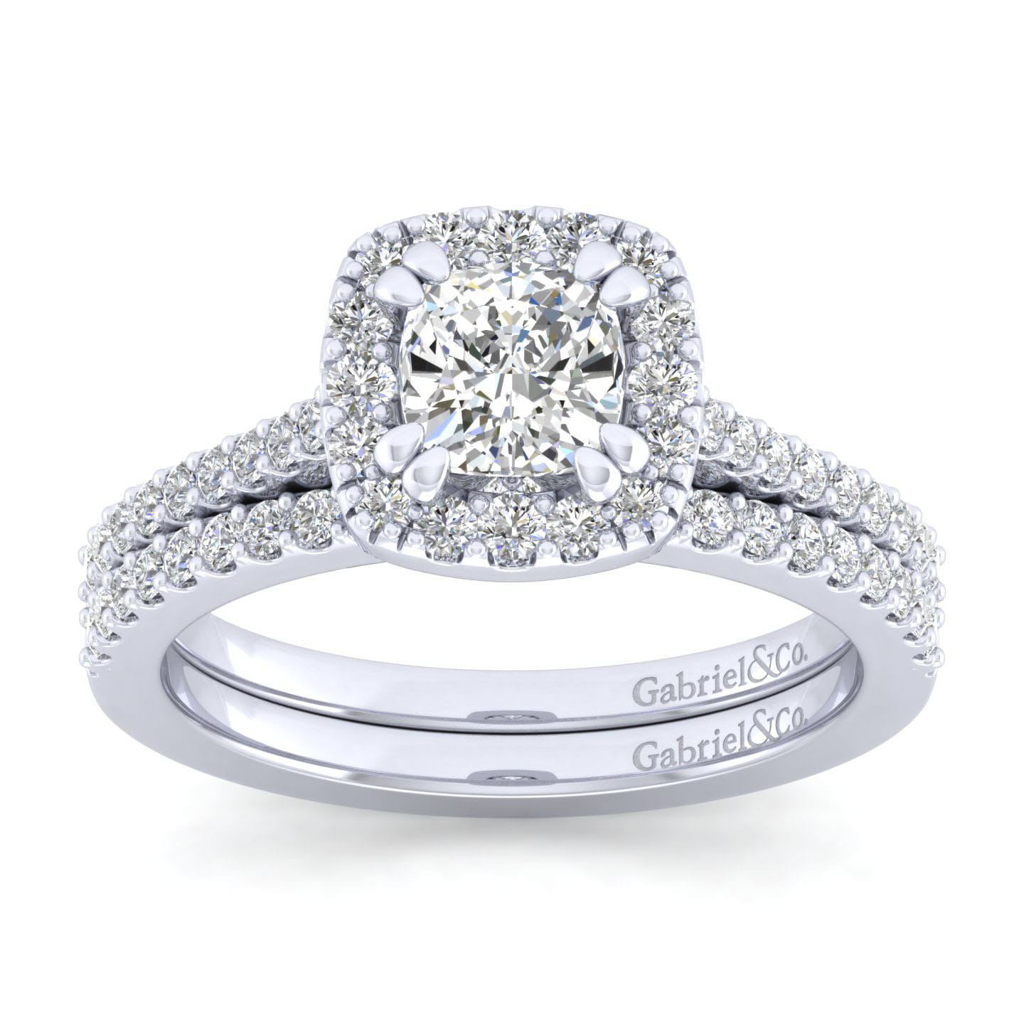 Carly - 14K White Gold Cushion Halo Diamond Engagement Ring - 0.32 ct - Shot 4