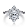 Felicity - 14K White Gold Elongated Cushion Halo Diamond Engagement Ring - 0.6 ct
