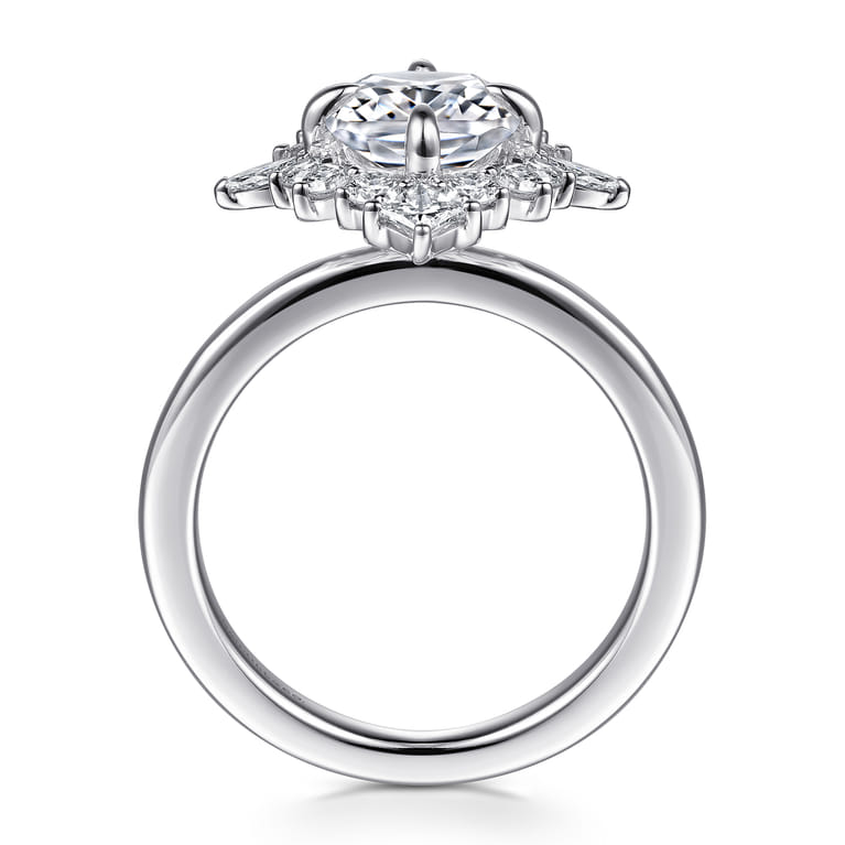 Felicity - 14K White Gold Elongated Cushion Halo Diamond Engagement Ring - 0.6 ct - Shot 2
