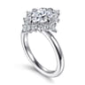 Felicity - 14K White Gold Elongated Cushion Halo Diamond Engagement Ring - 0.6 ct