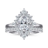 Felicity - 14K White Gold Elongated Cushion Halo Diamond Engagement Ring - 0.6 ct