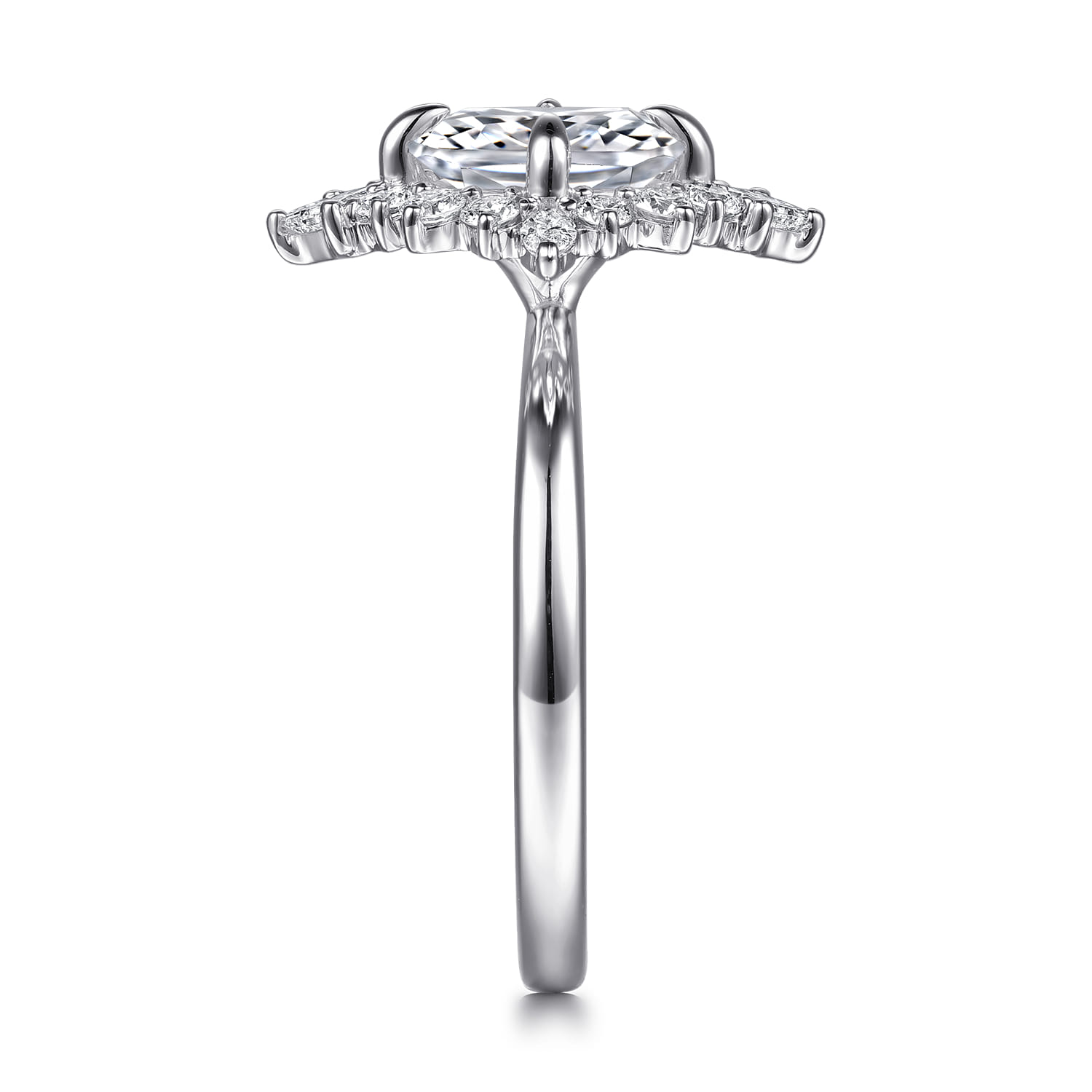 Felicity - 14K White Gold Elongated Cushion Halo Diamond Engagement Ring - 0.6 ct - Shot 5