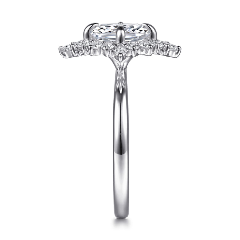 Felicity - 14K White Gold Elongated Cushion Halo Diamond Engagement Ring - 0.6 ct - Shot 5