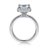 Zeena - 14K White Gold Emerald Halo Aquamarine and Diamond Engagement Ring - 0.61 ct