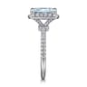 Zeena - 14K White Gold Emerald Halo Aquamarine and Diamond Engagement Ring - 0.61 ct