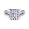 James - 14K White Gold Halo Emerald Cut Diamond Engagement Ring - 0.77 ct