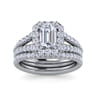 James - 14K White Gold Halo Emerald Cut Diamond Engagement Ring - 0.77 ct