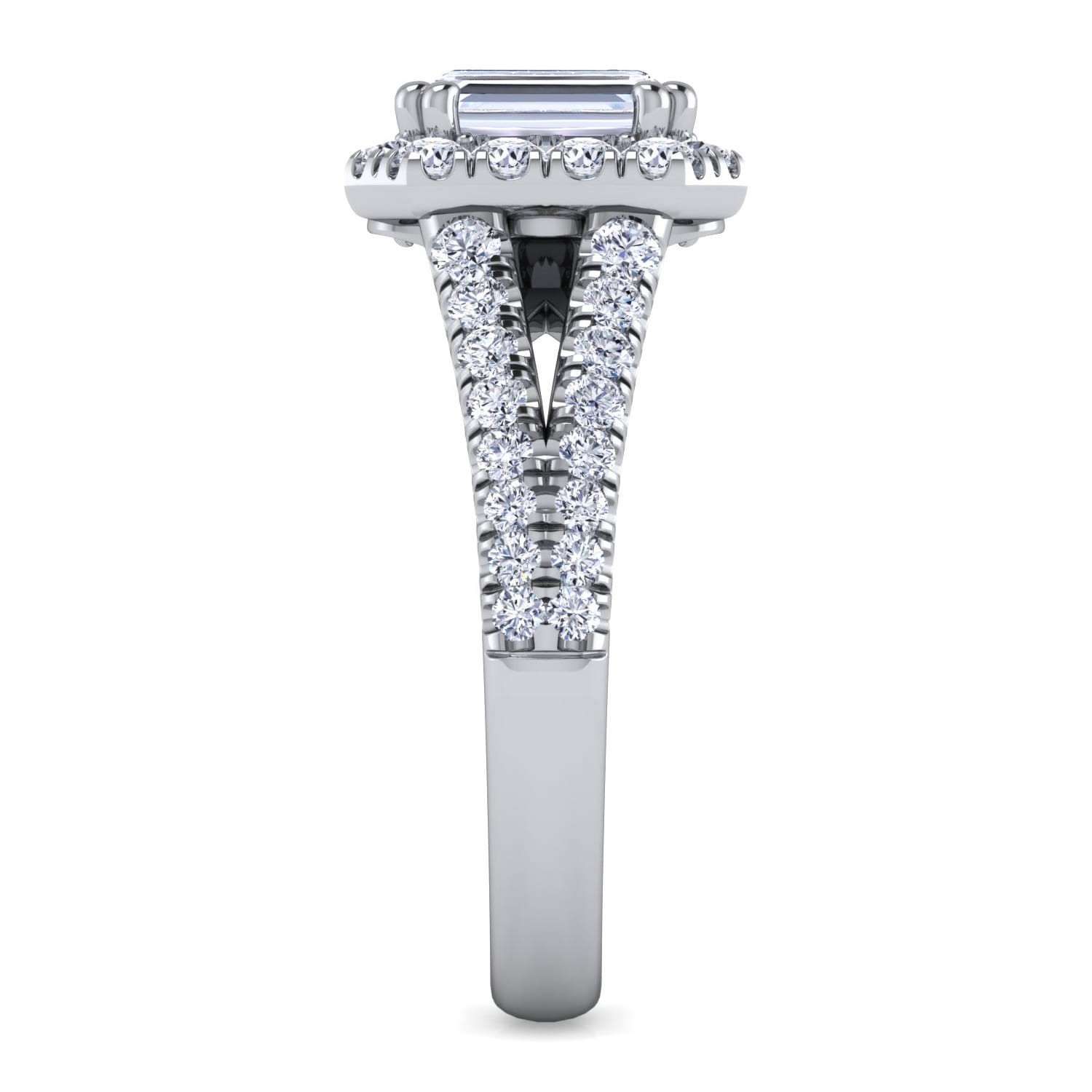 James - 14K White Gold Halo Emerald Cut Diamond Engagement Ring - 0.77 ct - Shot 5