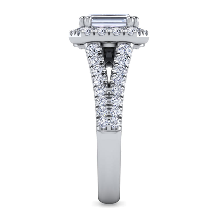 James - 14K White Gold Halo Emerald Cut Diamond Engagement Ring - 0.77 ct - Shot 5