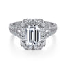 James - 14K White Gold Halo Emerald Cut Diamond Engagement Ring - 0.93 ct