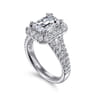 James - 14K White Gold Halo Emerald Cut Diamond Engagement Ring - 0.93 ct