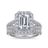 James - 14K White Gold Halo Emerald Cut Diamond Engagement Ring - 0.93 ct