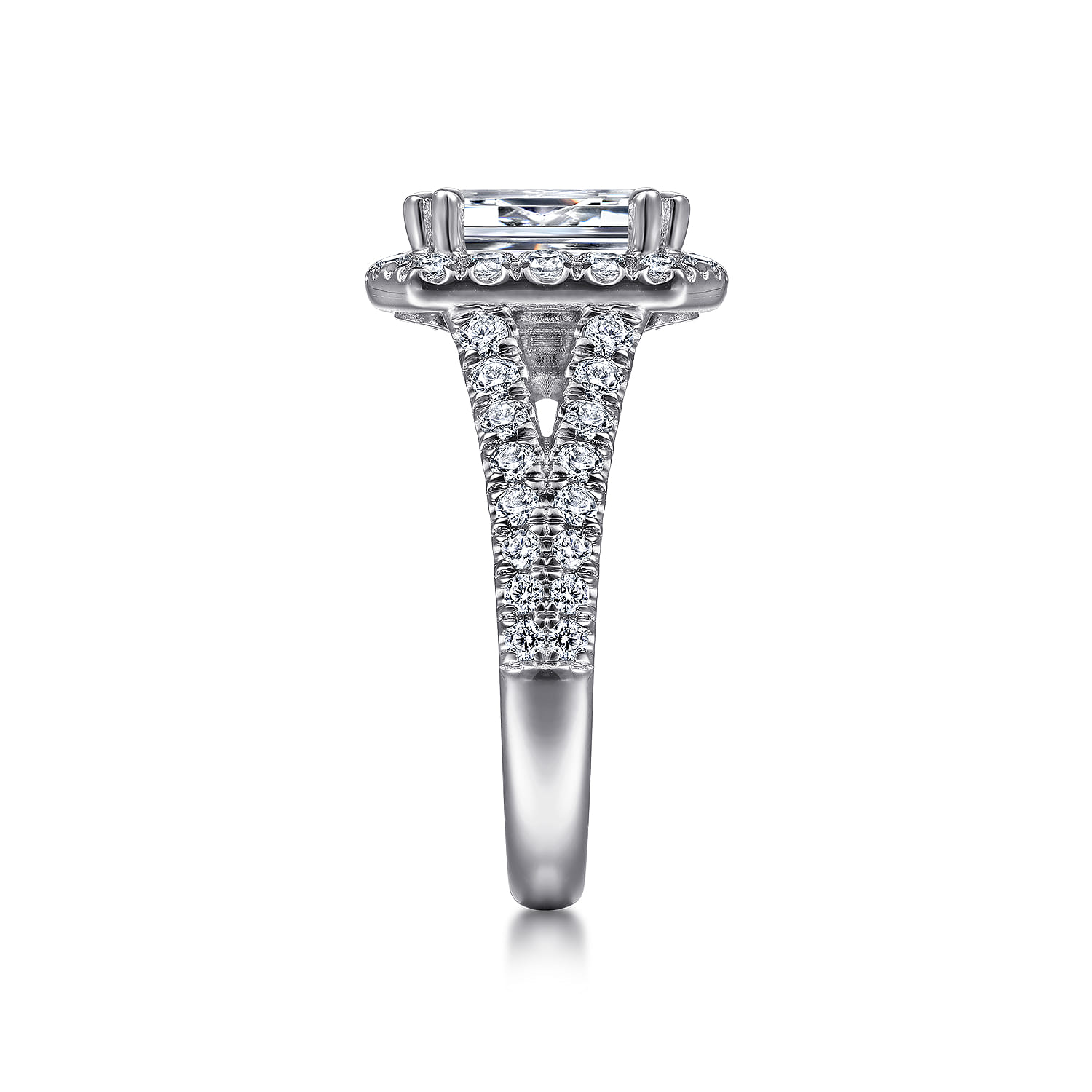 James - 14K White Gold Halo Emerald Cut Diamond Engagement Ring - 0.93 ct - Shot 5