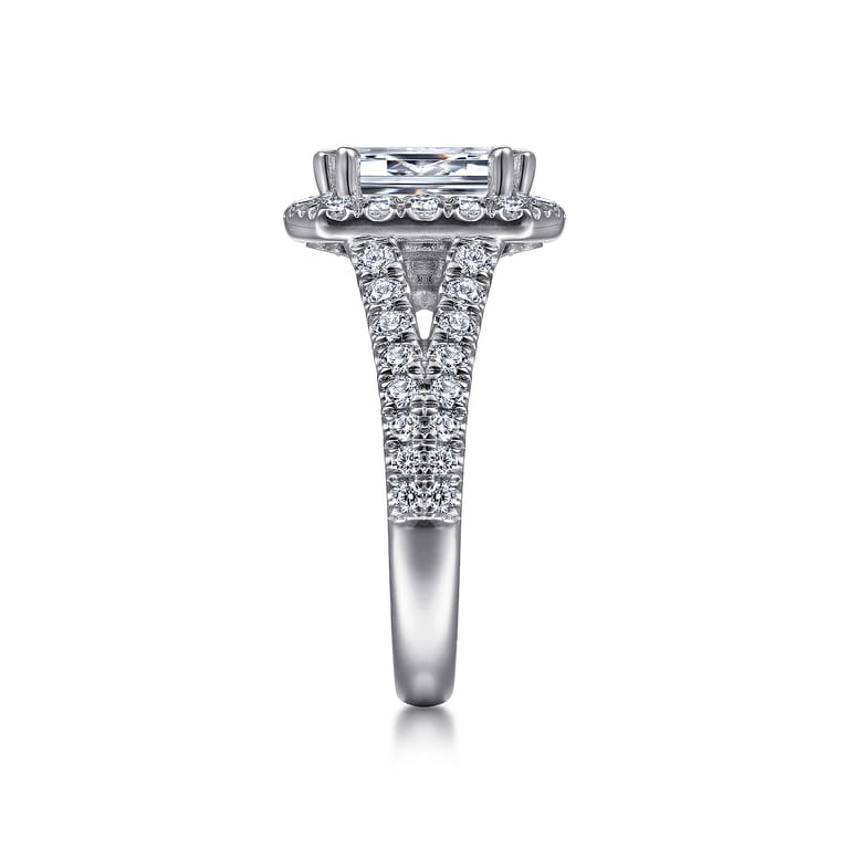 James - 14K White Gold Halo Emerald Cut Diamond Engagement Ring - 0.93 ct - Shot 5