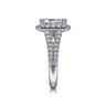 James - 14K White Gold Halo Emerald Cut Diamond Engagement Ring - 0.93 ct