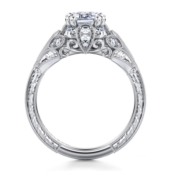 Filigree Halo Asscher Cut Engagement Rings Emerald Cut Halo