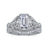Annadale - Unique 14K White Gold Vintage Inspired Emerald Cut Diamond Halo Engagement Ring - 0.35 ct