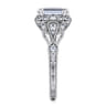 Annadale - Unique 14K White Gold Vintage Inspired Emerald Cut Diamond Halo Engagement Ring - 0.35 ct