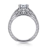 Annadale - Unique 14K White Gold Vintage Inspired Emerald Cut Diamond Halo Engagement Ring - 0.35 ct