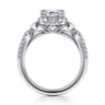 Veronique - Unique 14K White Gold Vintage Inspired Emerald Cut Halo Diamond Engagement Ring - 0.4 ct