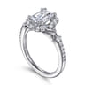 Veronique - Unique 14K White Gold Vintage Inspired Emerald Cut Halo Diamond Engagement Ring - 0.4 ct