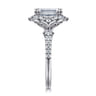 Veronique - Unique 14K White Gold Vintage Inspired Emerald Cut Halo Diamond Engagement Ring - 0.4 ct