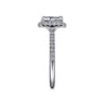 Idina - 14K White Gold Halo Emerald Cut Diamond Engagement Ring - 0.34 ct